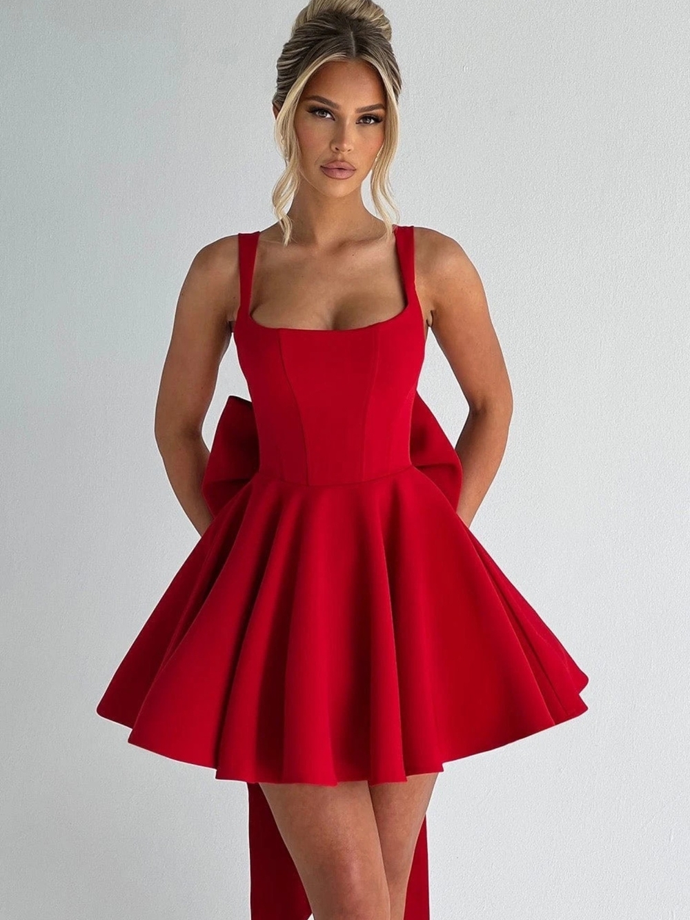 Elegant Red Fit-and-Flare Dress